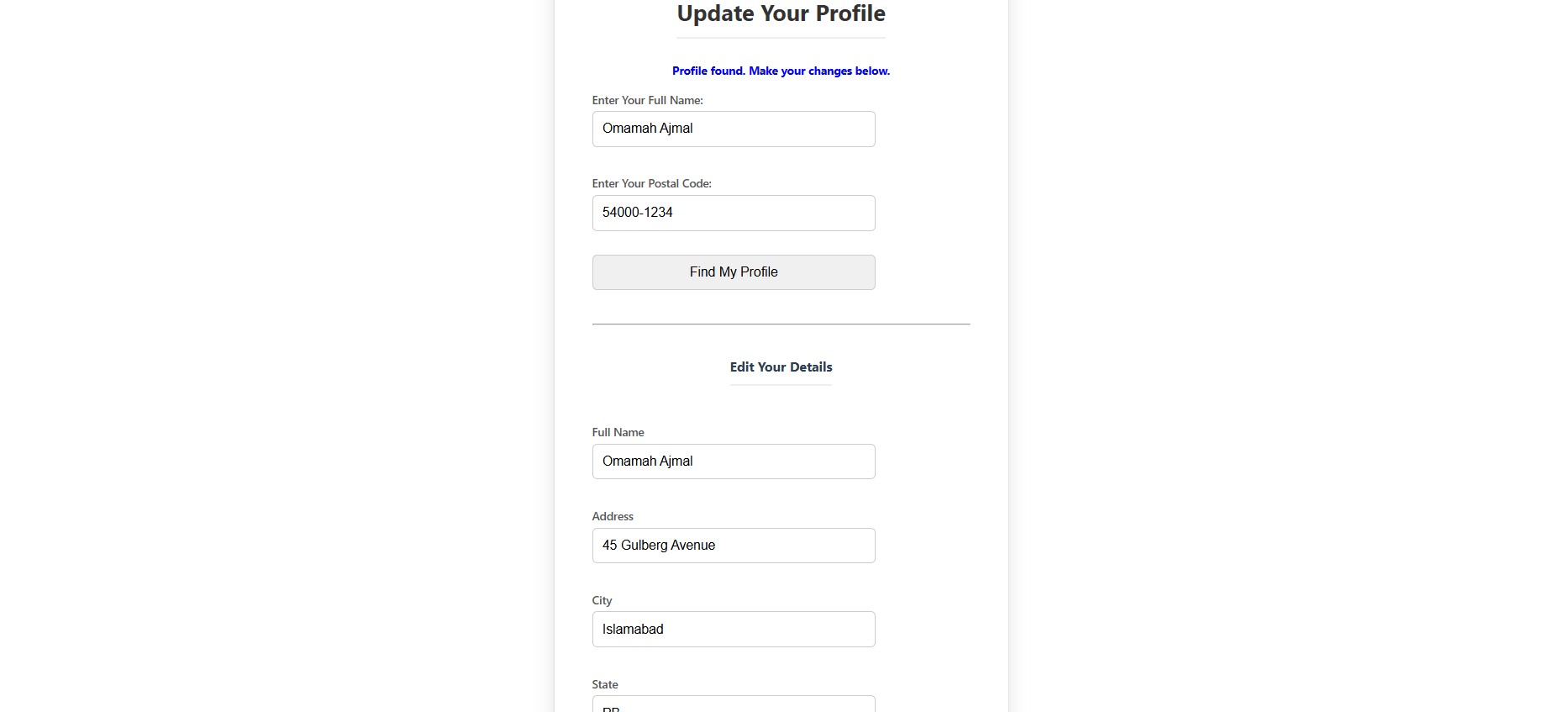 Update Profile