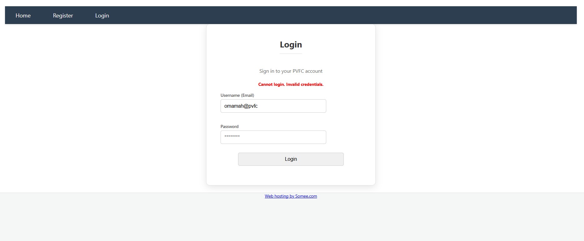 Invalid Login
